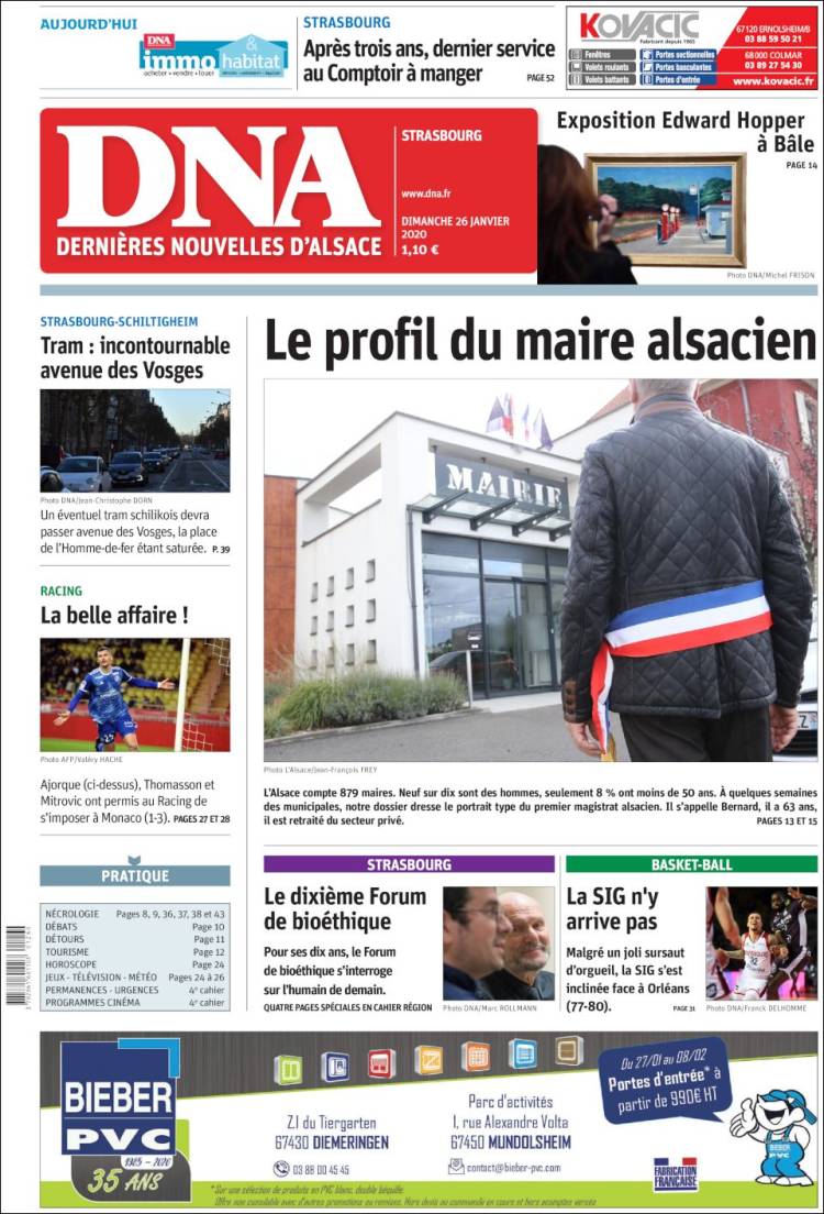 Portada de Les Dernières Nouvelles d'Alsace (Francia)