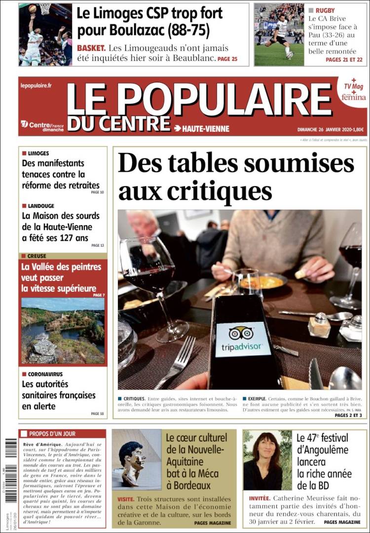 Portada de Le Populaire du Centre (Francia)