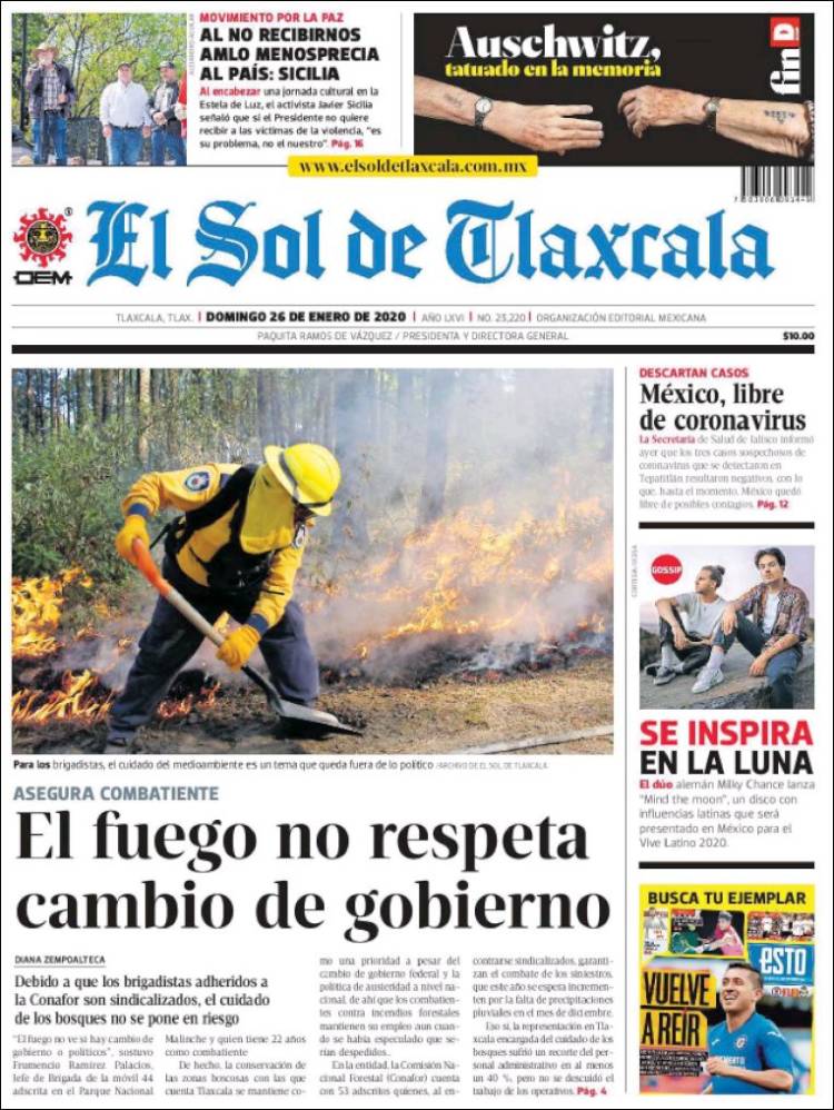 Portada de El Sol de Tlaxcala (México)