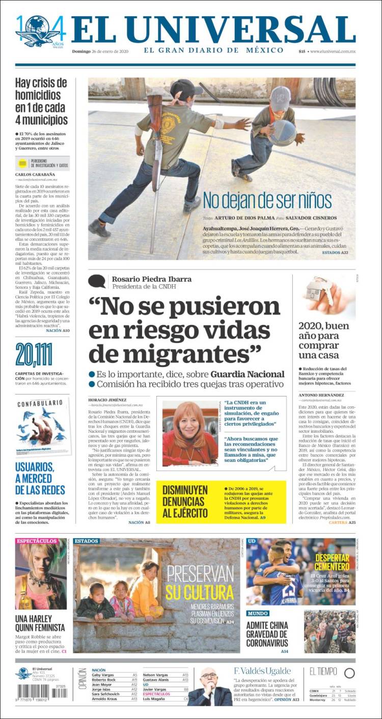 Portada de El Universal (México)