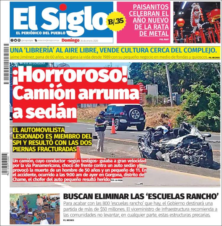 Portada de El Siglo (Panam&aacute;)