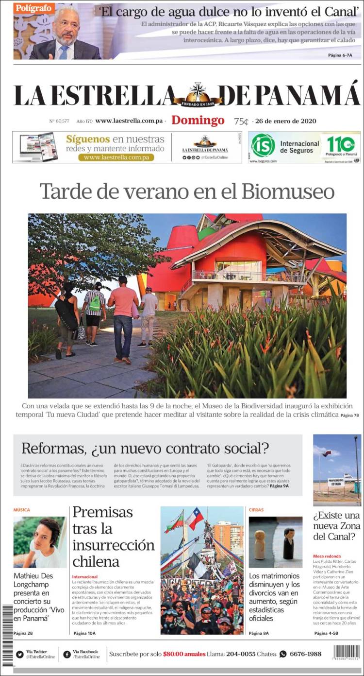 Portada de La Estrella de Panamá (Panam&aacute;)