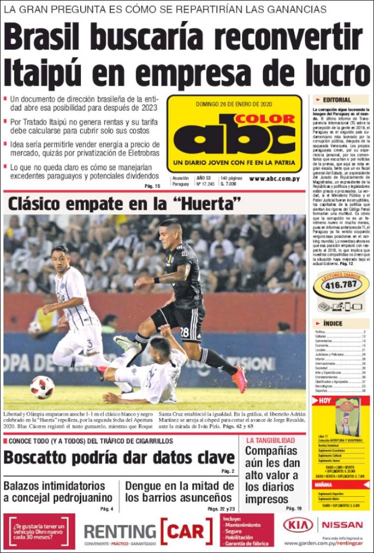 Portada de ABC Color (Paraguay)
