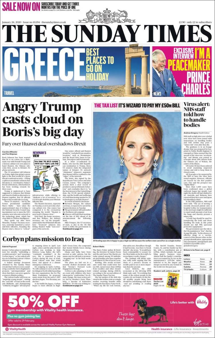 Portada de The Times (Reino Unido)