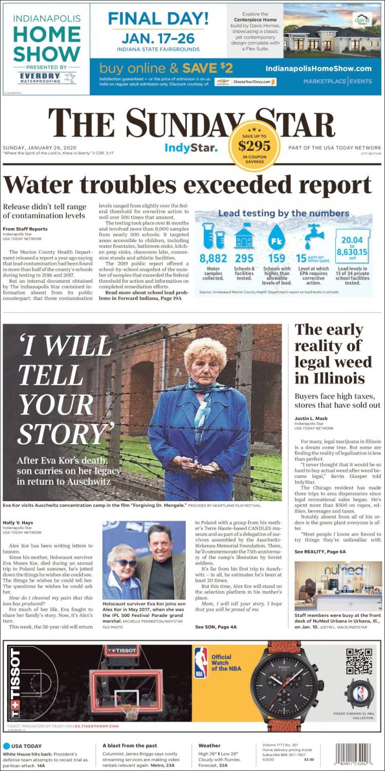 Portada de The Indianapolis Star (USA)