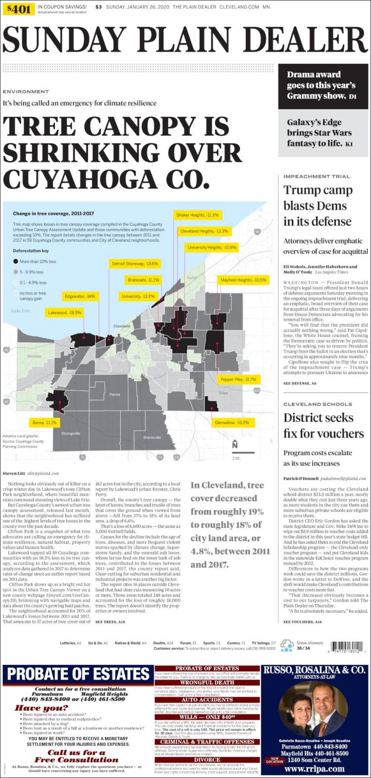 Portada de The Plain Dealer (USA)