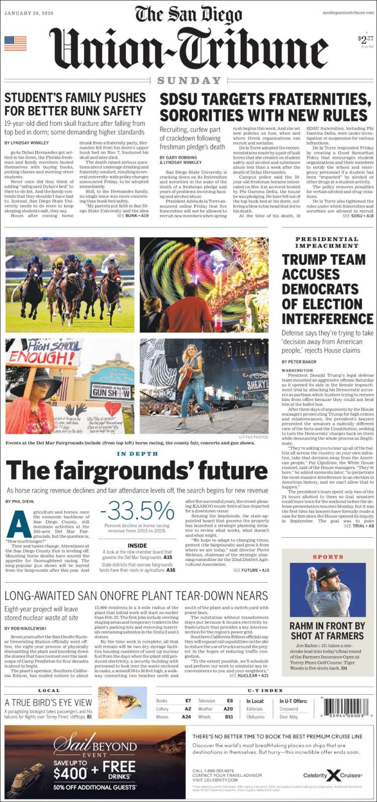 Portada de The San Diego Union-Tribune (USA)