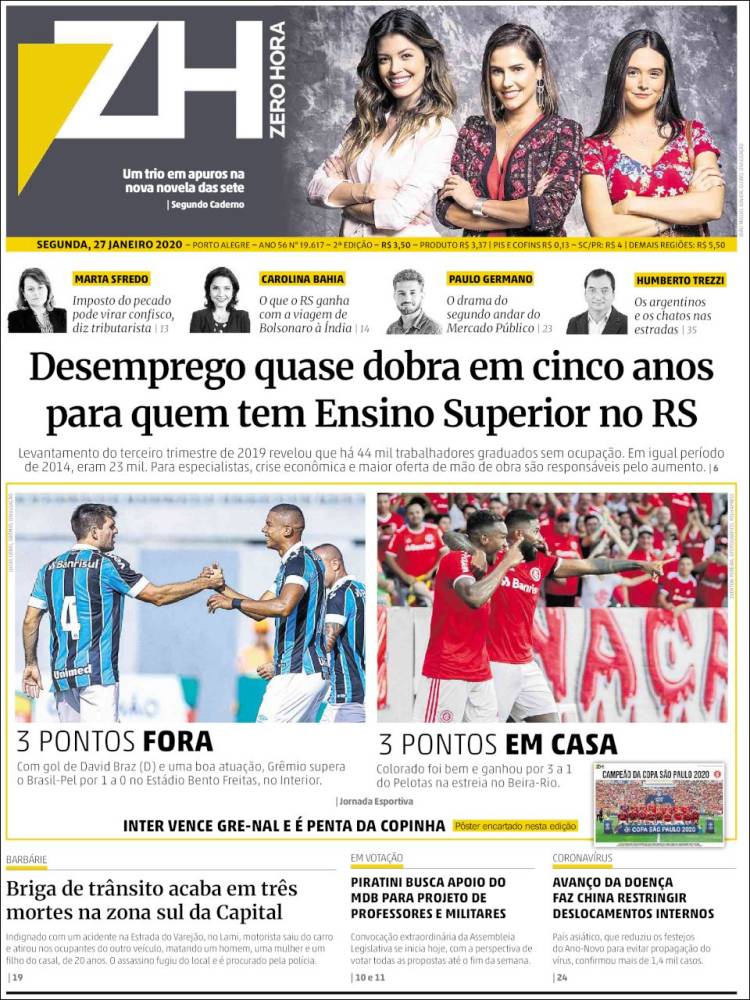 Portada de Zero Hora (Brasil)