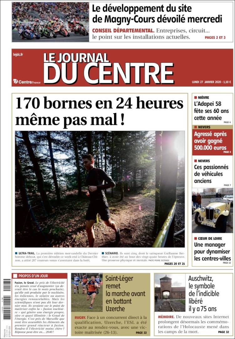 Portada de Le Journal du Centre (Francia)