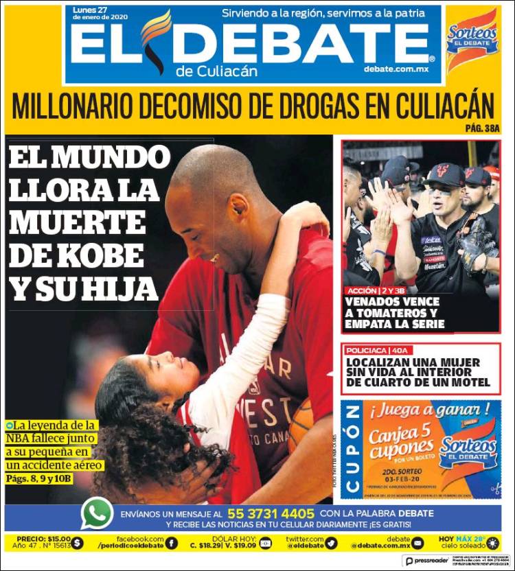 Portada de El Debate de Culiacán (México)