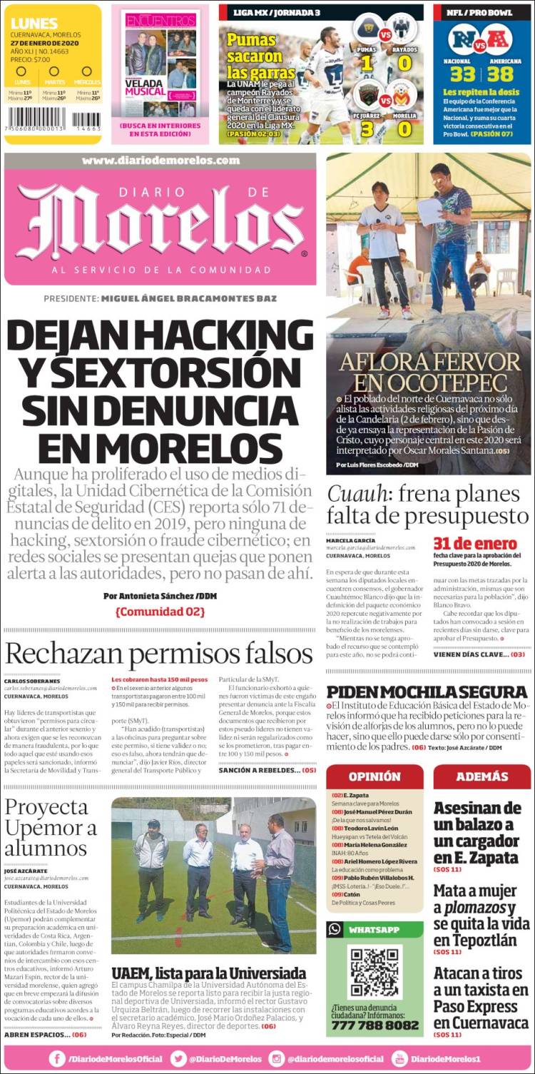 Portada de Diario de Morelos (México)