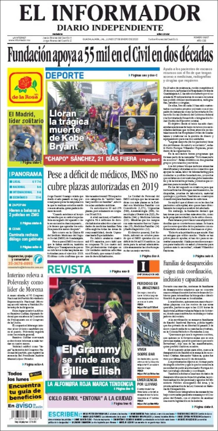 Portada de El Informador (México)