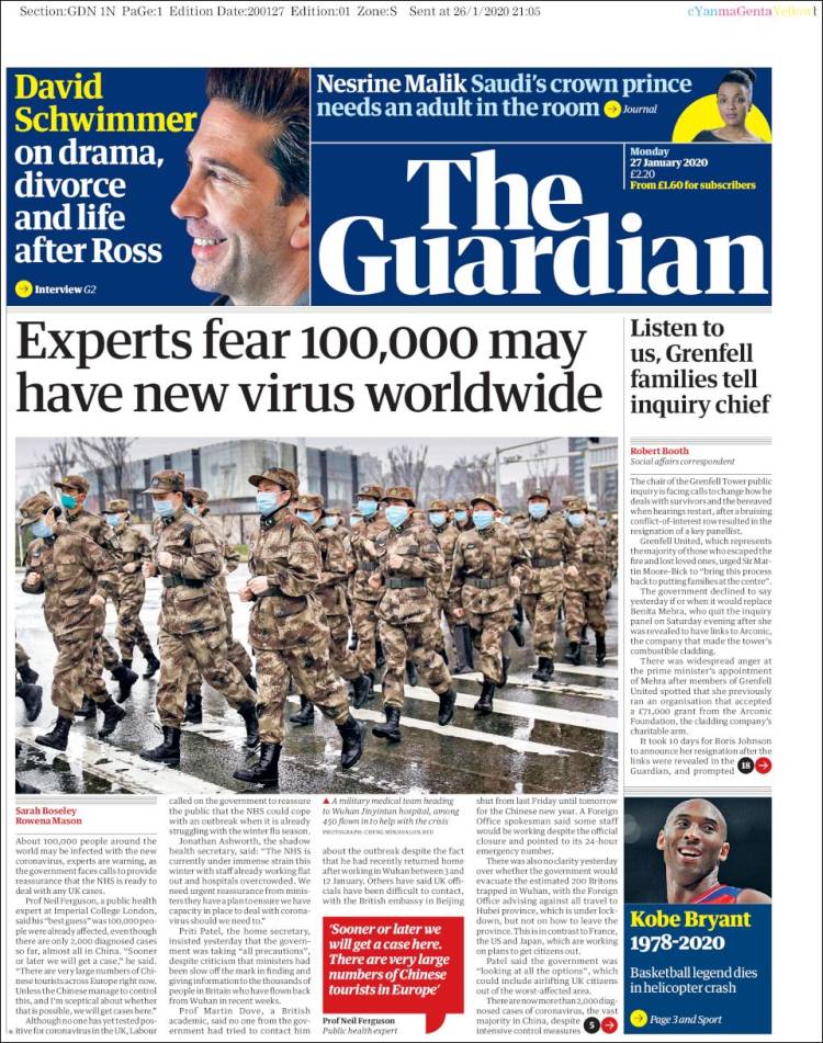 Portada de The Guardian (Reino Unido)