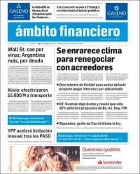 Portada de Diario Ambito Financiero (Argentina)