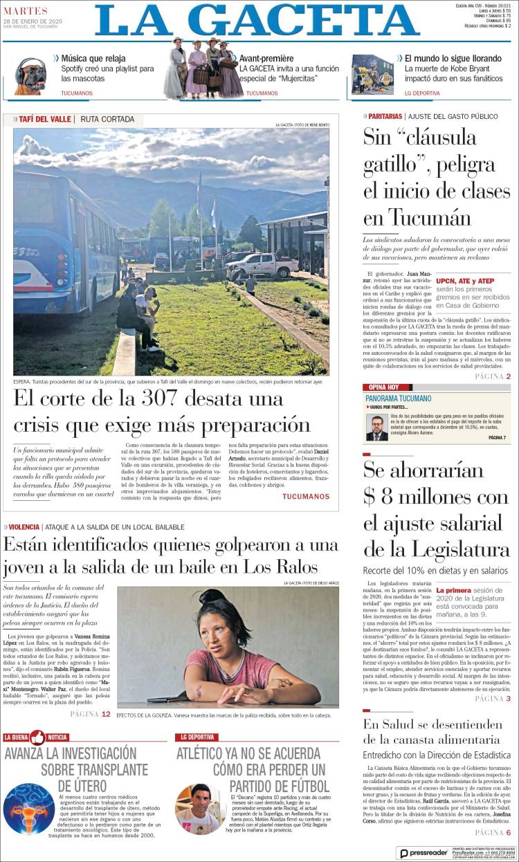 Portada de La Gaceta (Argentina)