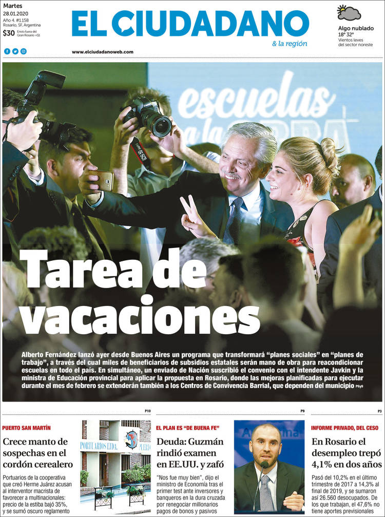 Portada de Diario El Ciudadano (Argentina)