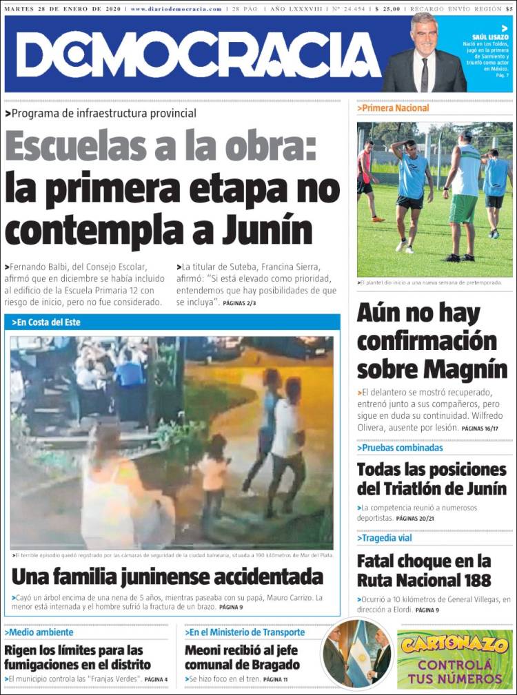 Portada de Diario Democracia (Argentina)
