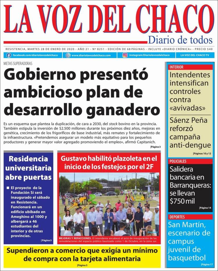 Portada de La Voz del Chaco (Argentina)