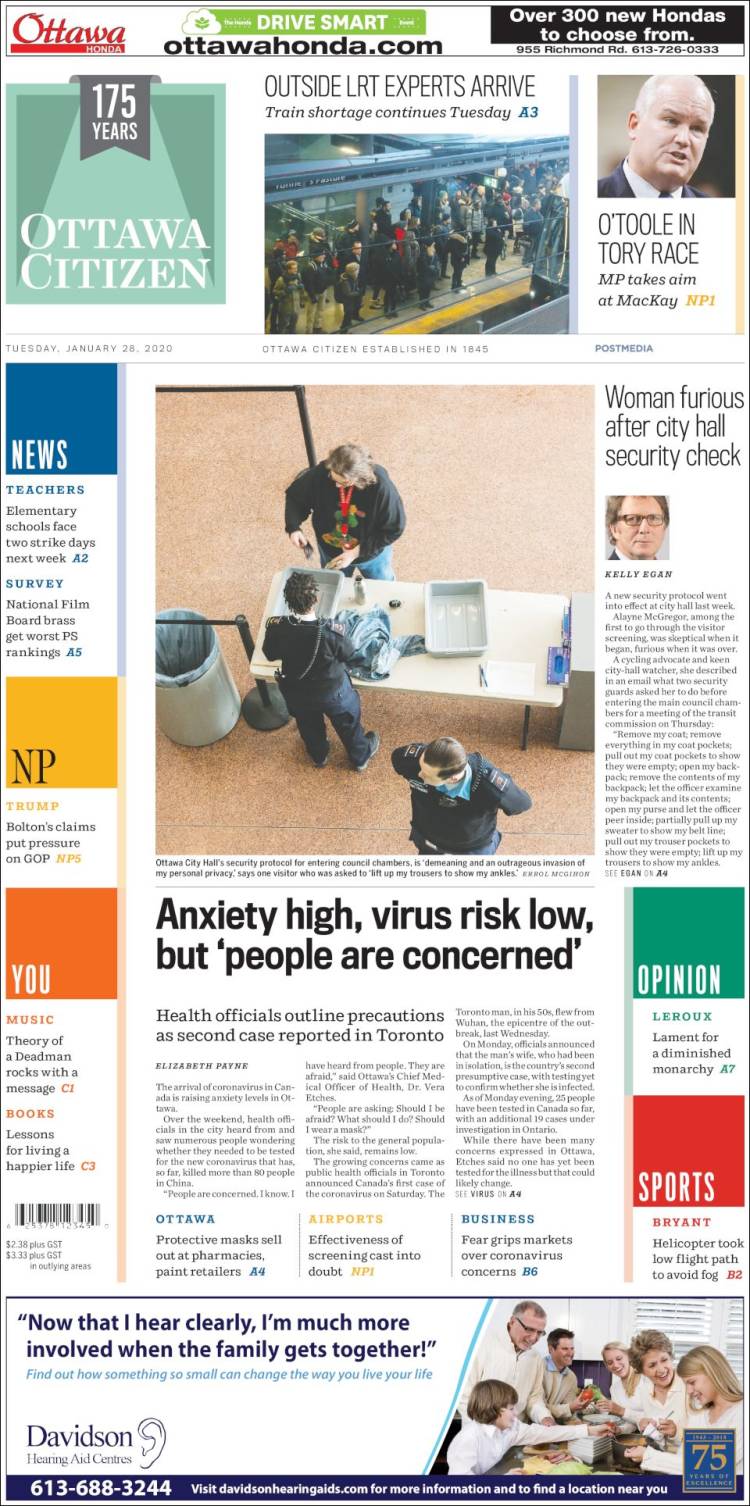 Portada de Ottawa Citizen (Canadá)