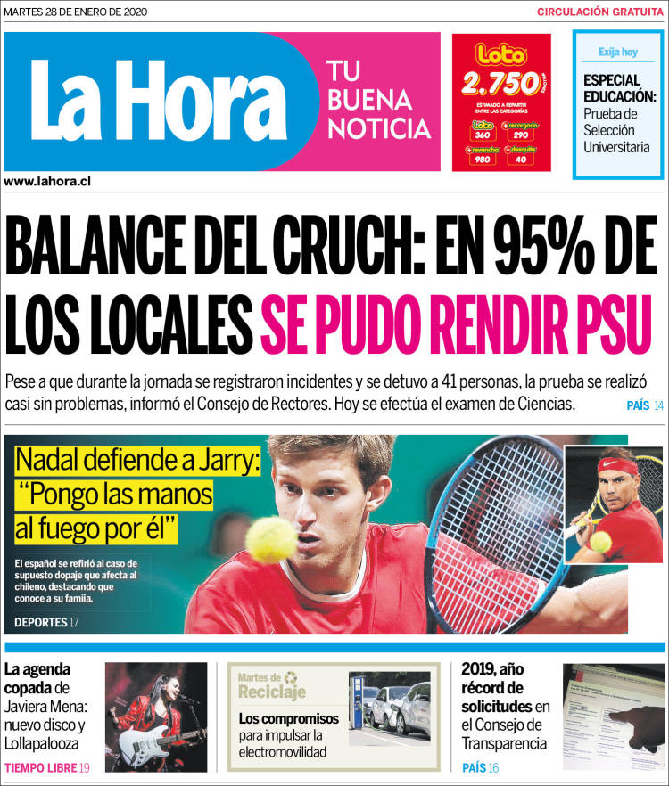 Portada de La Hora (Chile)