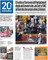 Portada de 20 Minutos - Barcelona (Espa&ntilde;a)