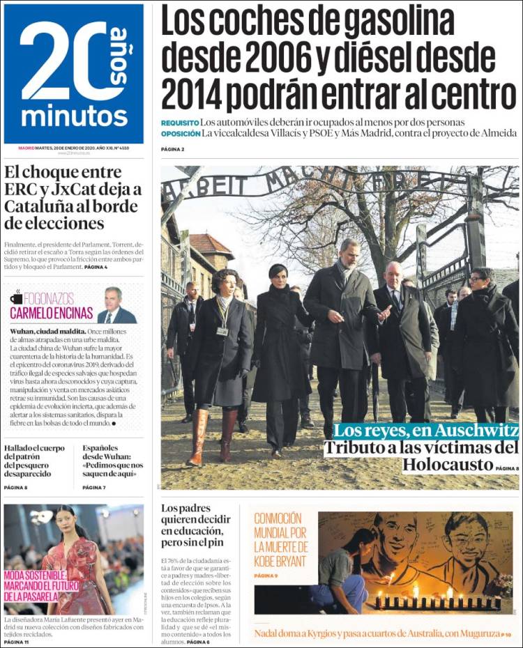 Portada de 20 Minutos - Madrid (Espa&ntilde;a)