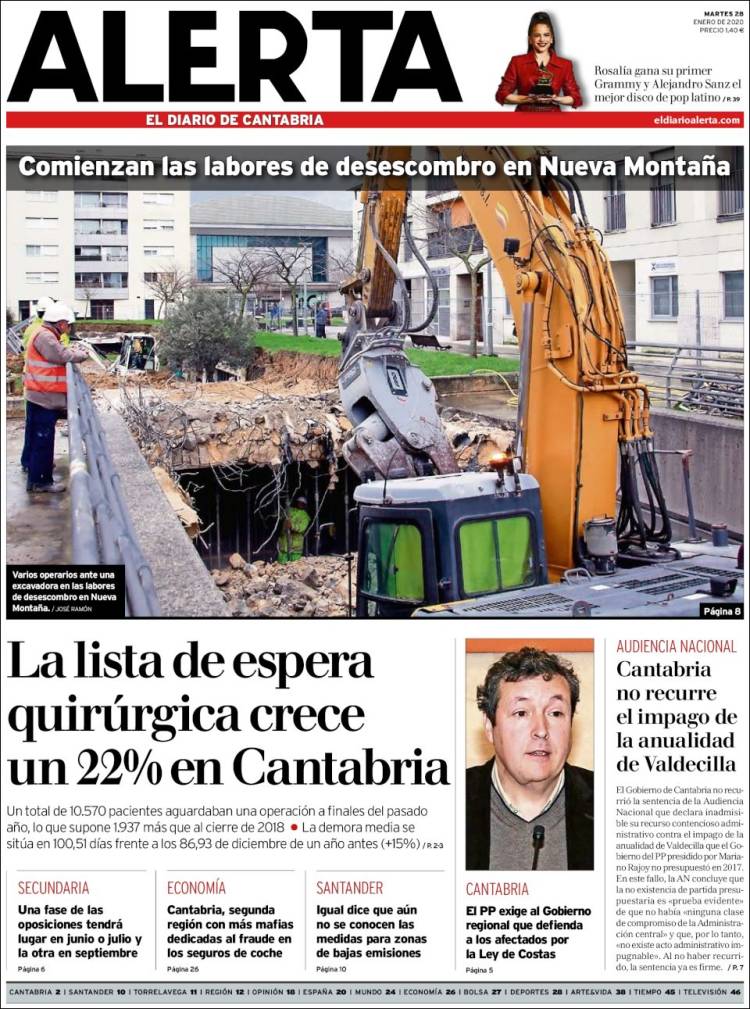 Portada de Alerta - El Diario de Cantabria (Espa&ntilde;a)