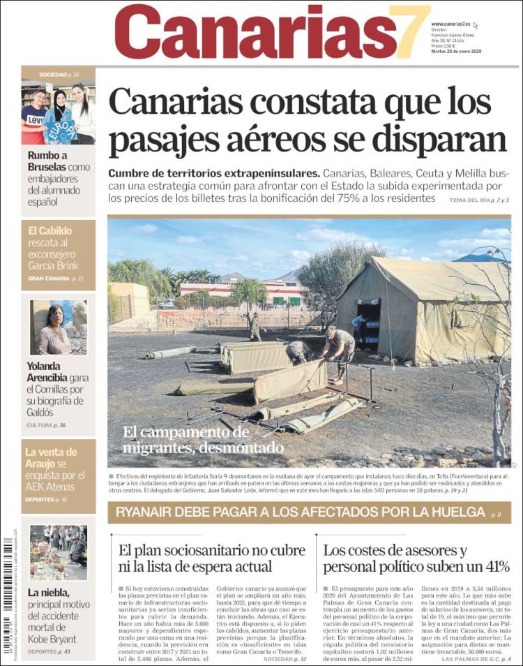 Portada de Canarias 7 (Espa&ntilde;a)