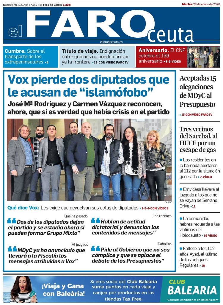 Portada de El Faro de Ceuta (Espa&ntilde;a)