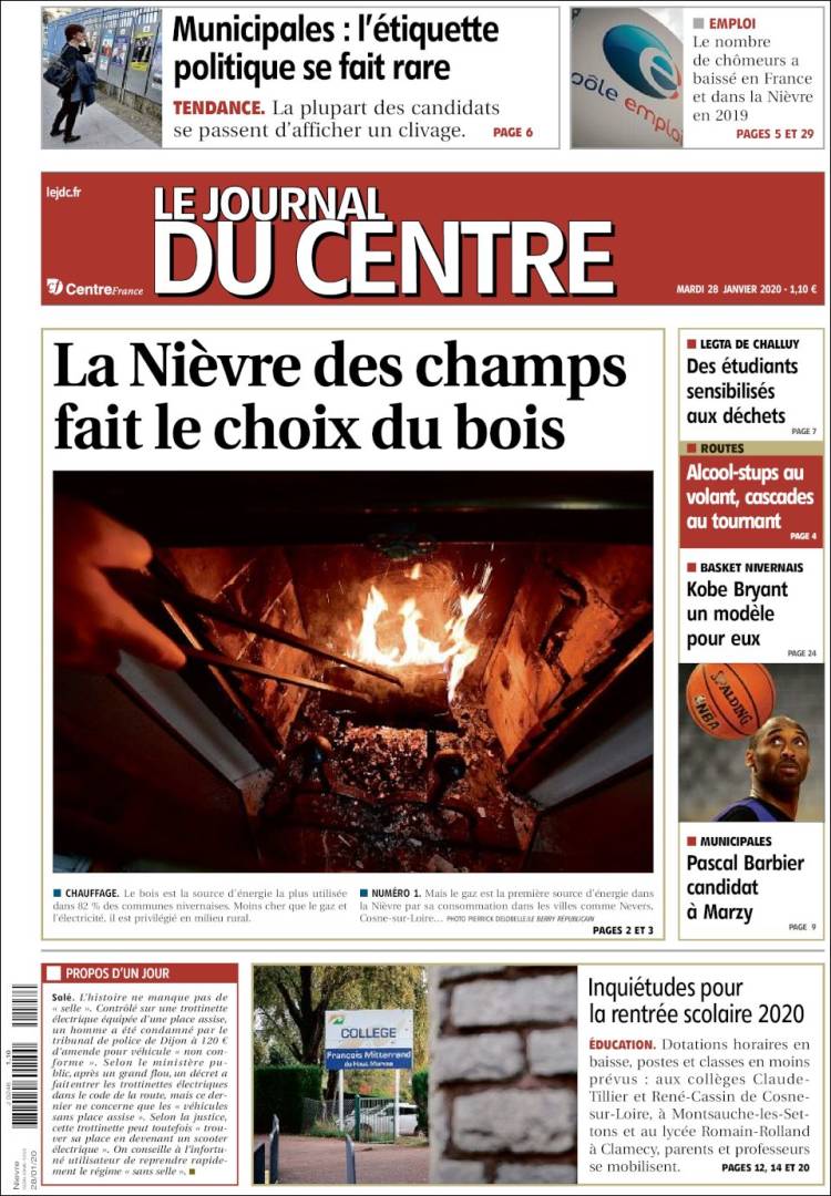 Portada de Le Journal du Centre (Francia)