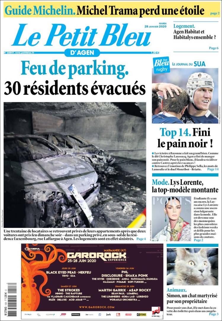 Portada de Le Petit Bleu (Francia)