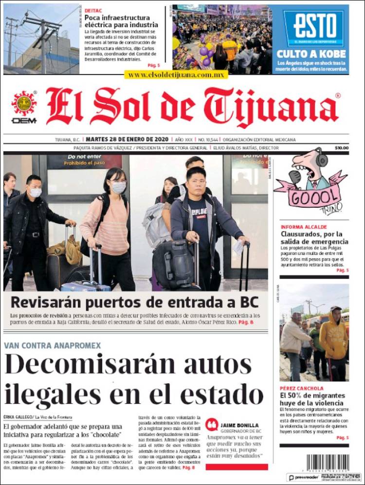 Portada de El Sol de Tijuana (México)