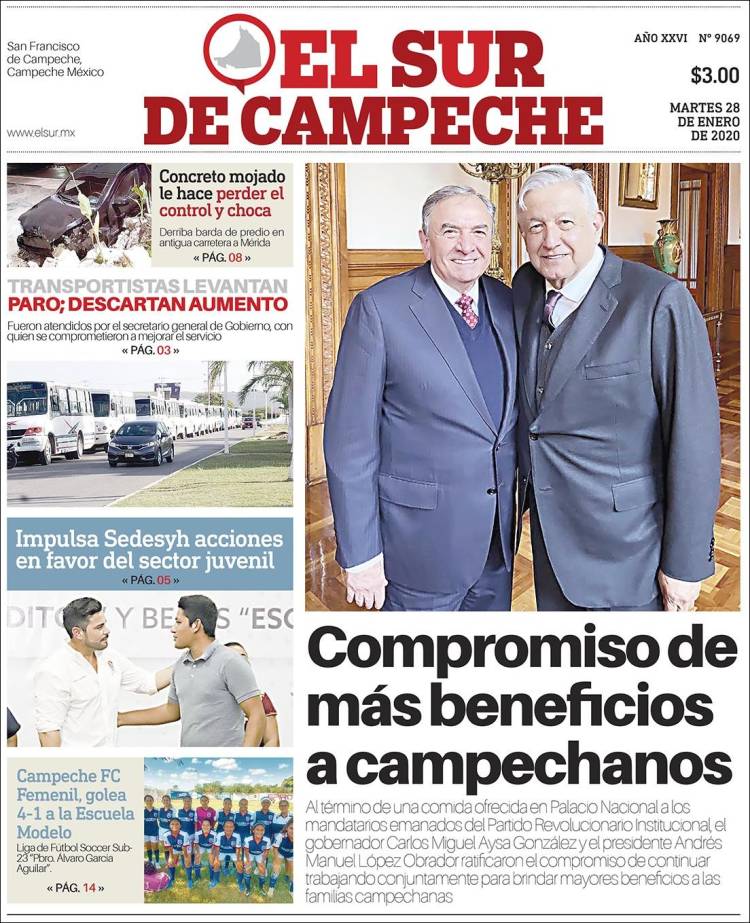 Portada de El Sur de Campeche (México)