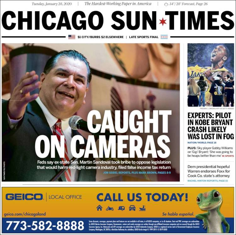 Portada de Chicago Sun-Times (USA)