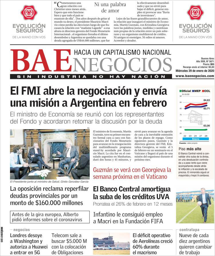 Portada de Buenos Aires Económico (Argentina)