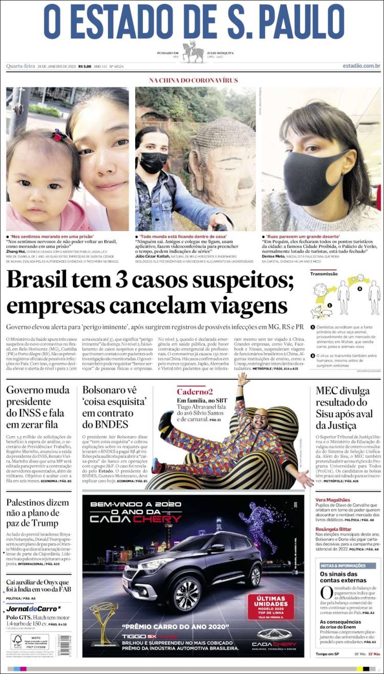 Portada de O Estado de São Paulo (Brasil)