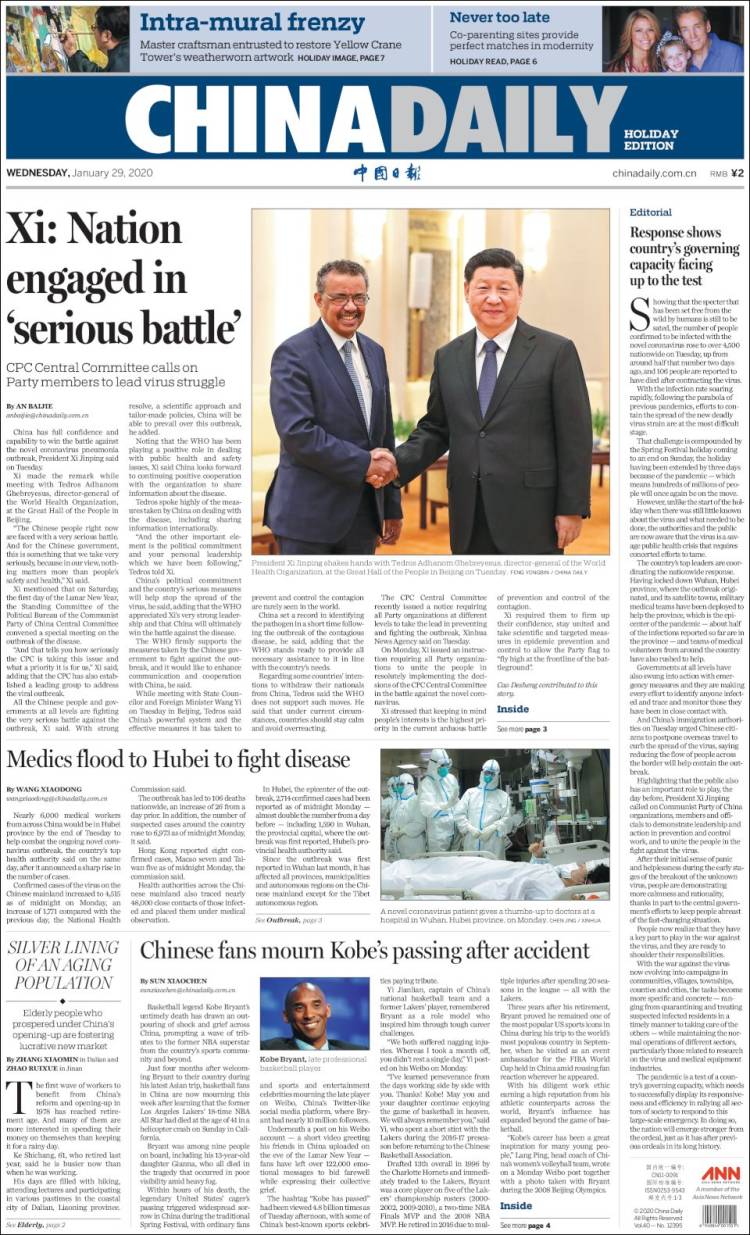 Portada de China Daily (China)