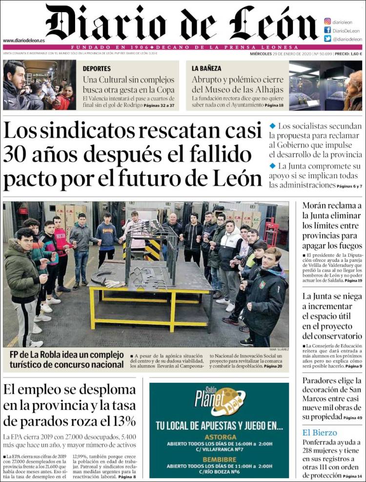 Portada de Diario de León (Espa&ntilde;a)