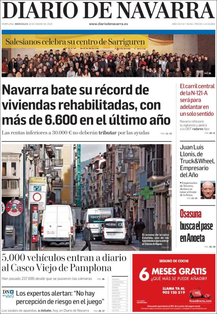 Portada de Diario de Navarra (Espa&ntilde;a)