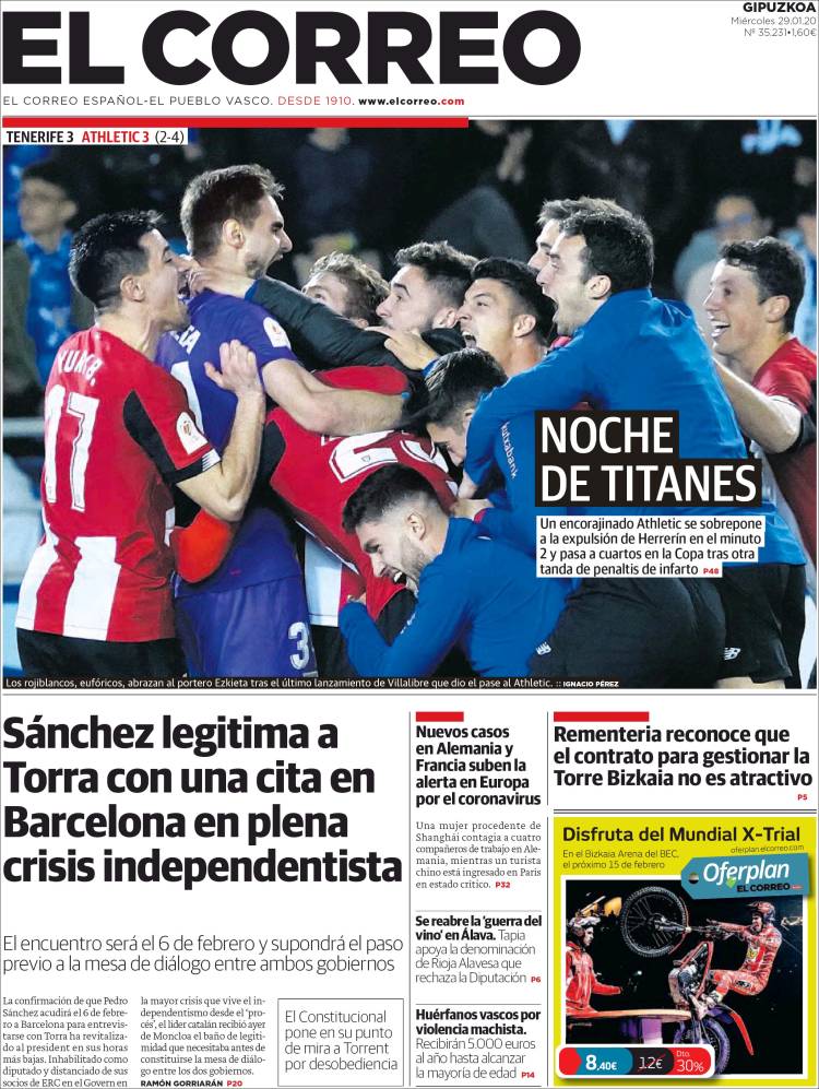 Portada de El Correo - Guipuzcoa (Espa&ntilde;a)