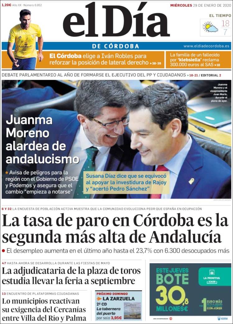 Portada de El Día de Córdoba (Espa&ntilde;a)