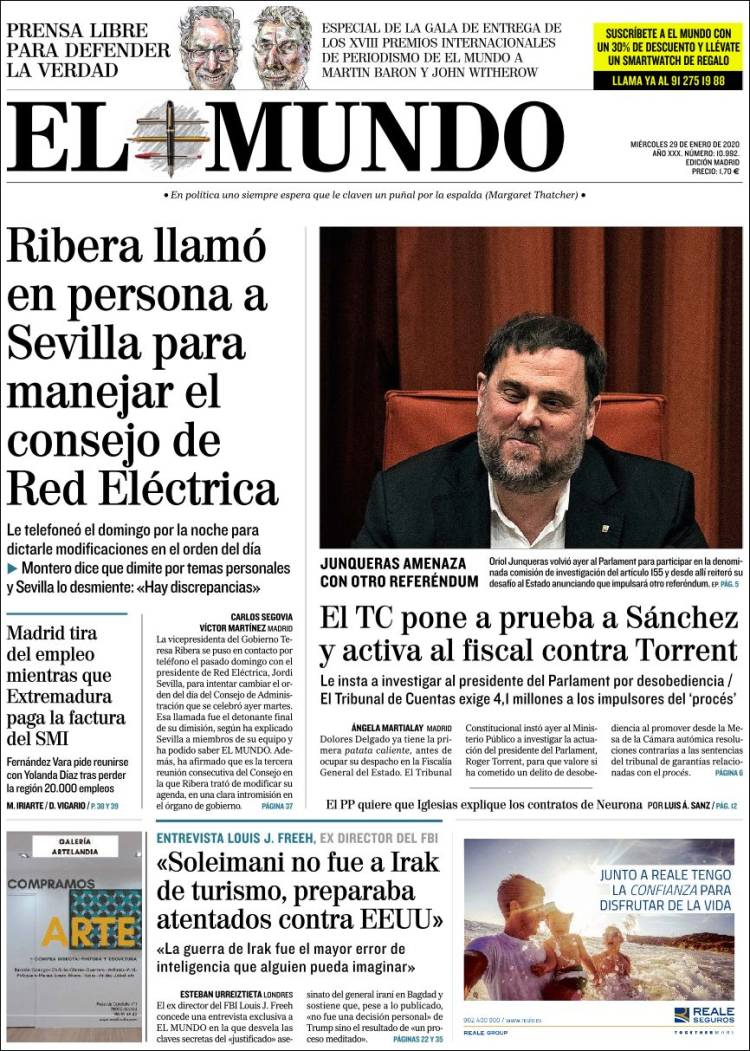 Portada de El Mundo (Espa&ntilde;a)