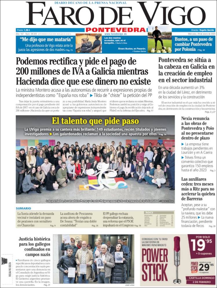 Portada de El Faro de Vigo - Pontevedra (Espa&ntilde;a)