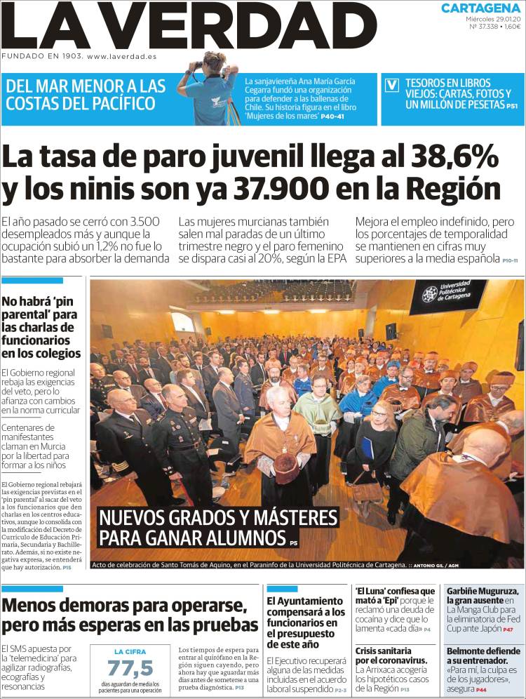 Portada de La Verdad de Cartagena (Espa&ntilde;a)