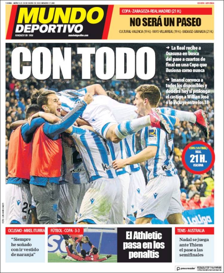 Portada de Mundo Deportivo Gipuzkoa (Espa&ntilde;a)