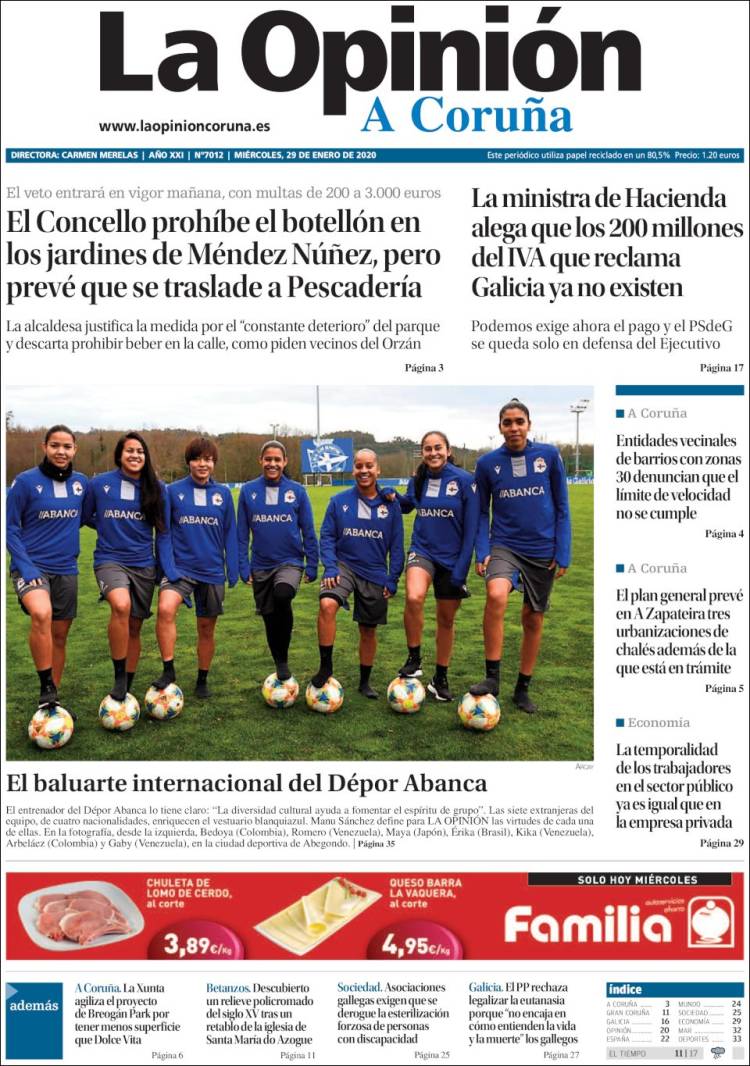 Portada de La Opinión de A Coruña (Espa&ntilde;a)