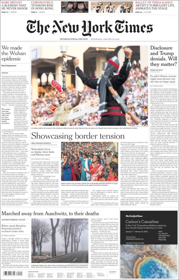 Portada de International New York Times (Europa)