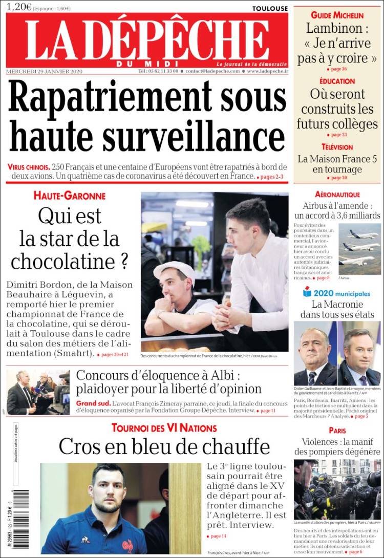 Portada de La Dépêche du Midi (Francia)