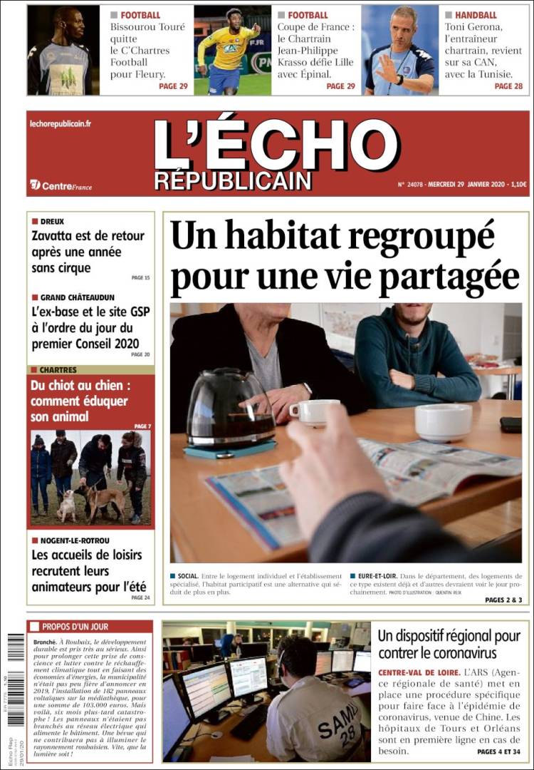 Portada de L'Echo Républicain (Francia)