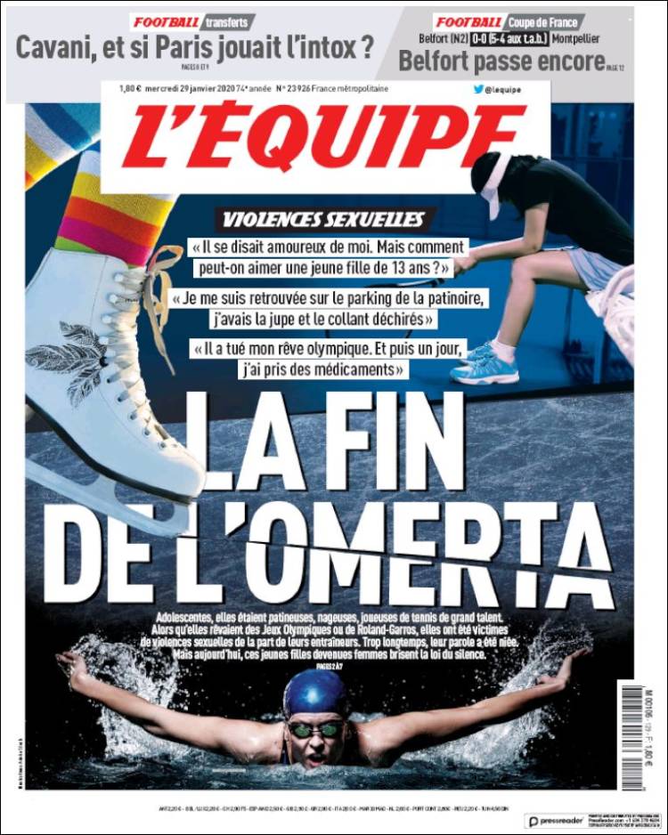 Portada de L'Equipe (Francia)